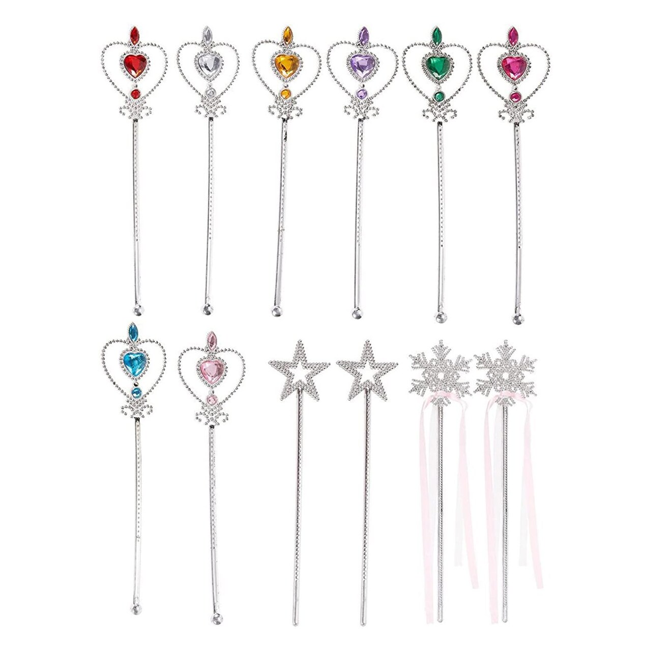 12 Pack Fairy Princess Wand for Girls, Party Favors for Kids, Dress Up Accessories, For Ages 3-14